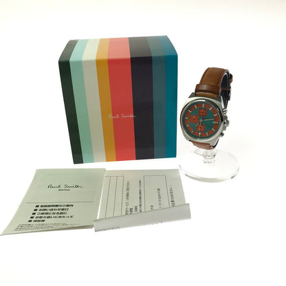 【中古品】【メンズ】 PAUL SMITH ポールスミス 50TH ANNIVERSARY ARCHIVES 0510-S124514 50周年 アニバーサリー アーカイブ クロノ グラフ デイトクォーツ 時計 197-260621-rt-28-tagh カラー：シルバー 万代Net店