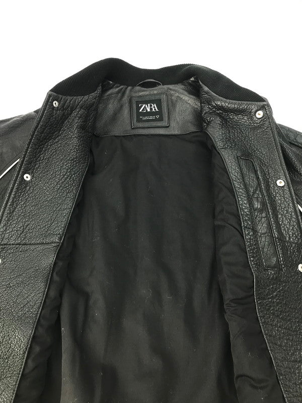 【中古品】【メンズ】 ZARA ザラ ALL LEATHER BOMBER JACKET  オールレザー ボンバージャケット アウター 147-250201-mo-15-tag サイズ：S カラー：ブラック 万代Net店