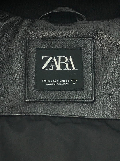 【中古品】【メンズ】 ZARA ザラ ALL LEATHER BOMBER JACKET  オールレザー ボンバージャケット アウター 147-250201-mo-15-tag サイズ：S カラー：ブラック 万代Net店