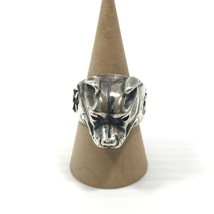 【中古品】【メンズ】 BILL WALL LEATHER ビルウォールレザー LARGE DOG HEAD RING R327 ラージ ドッグ ヘッド リング 指輪 アクセサリー 192-250127-na-03-tag サイズ：約20号 カラー：シルバー 万代Net店