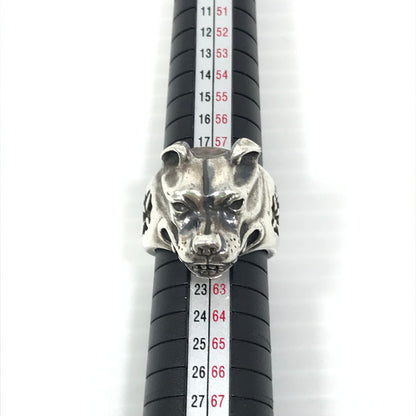 【中古品】【メンズ】 BILL WALL LEATHER ビルウォールレザー LARGE DOG HEAD RING R327 ラージ ドッグ ヘッド リング 指輪 アクセサリー 192-250127-na-03-tag サイズ：約20号 カラー：シルバー 万代Net店