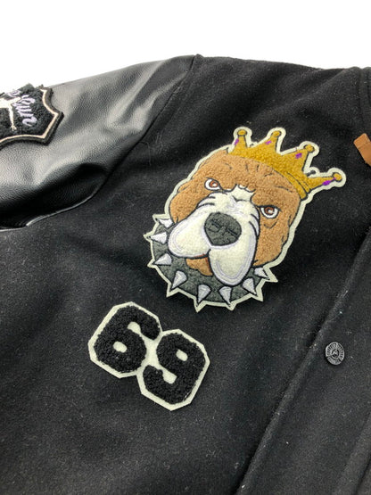 【現状渡し品】【メンズ】 TOPGUN トップガン VARSITY JACKET ワッペン付き 切り替え バーシティジャケット スタジャン アウター 145-250201-hi-08-tag サイズ：L カラー：ブラック 万代Net店