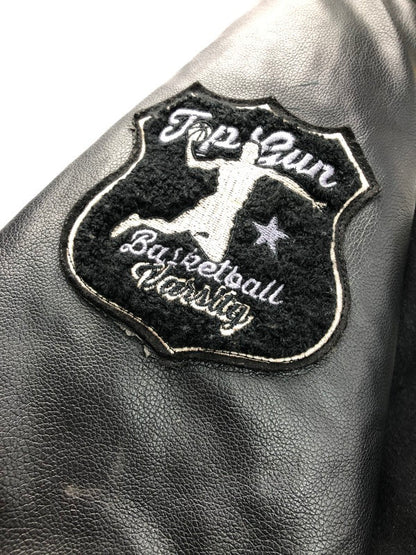 【現状渡し品】【メンズ】 TOPGUN トップガン VARSITY JACKET ワッペン付き 切り替え バーシティジャケット スタジャン アウター 145-250201-hi-08-tag サイズ：L カラー：ブラック 万代Net店