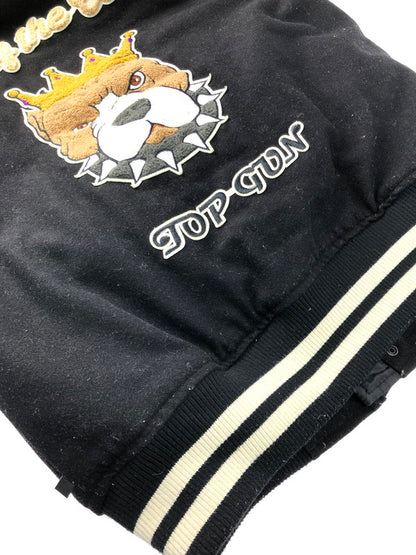 【現状渡し品】【メンズ】 TOPGUN トップガン VARSITY JACKET ワッペン付き 切り替え バーシティジャケット スタジャン アウター 145-250201-hi-08-tag サイズ：L カラー：ブラック 万代Net店