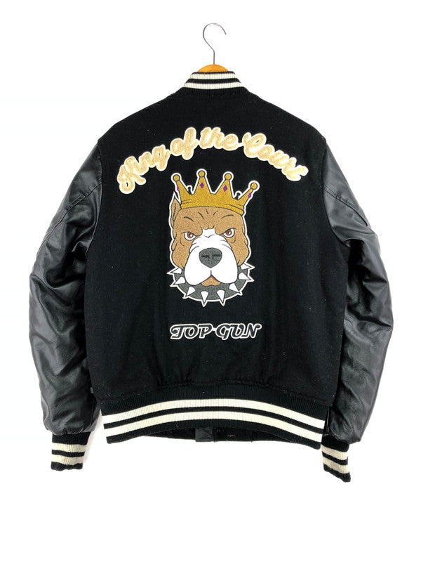 【現状渡し品】【メンズ】 TOPGUN トップガン VARSITY JACKET ワッペン付き 切り替え バーシティジャケット スタジャン アウター 145-250201-hi-08-tag サイズ：L カラー：ブラック 万代Net店
