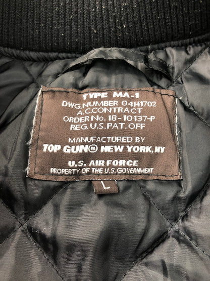 【現状渡し品】【メンズ】 TOPGUN トップガン VARSITY JACKET ワッペン付き 切り替え バーシティジャケット スタジャン アウター 145-250201-hi-08-tag サイズ：L カラー：ブラック 万代Net店