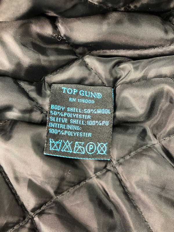 【現状渡し品】【メンズ】 TOPGUN トップガン VARSITY JACKET ワッペン付き 切り替え バーシティジャケット スタジャン アウター 145-250201-hi-08-tag サイズ：L カラー：ブラック 万代Net店