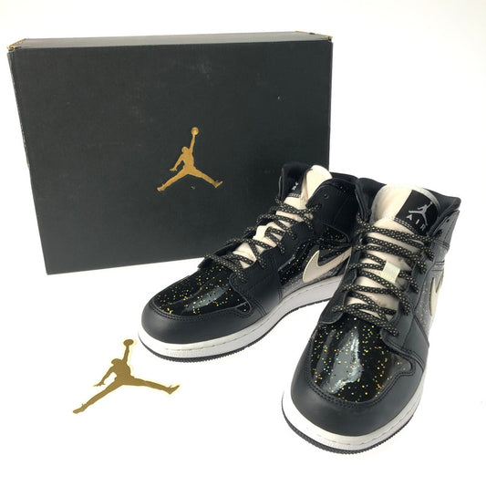 【中古品】【レディース】 NIKE ナイキ AIR JORDAN 1 MID SE GS BLACK SPECKLE GLITTER AV5174-001 エア ジョーダン 1 ミッド ブラック スピークル グリッター スニーカー 靴 166-250204-na-07-tag サイズ：25cm US 7Y カラー：BLACK/WHITE-BLACK 万代Net店