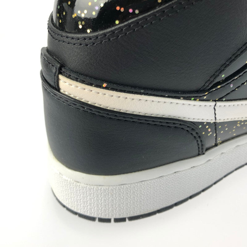 【中古品】【レディース】 NIKE ナイキ AIR JORDAN 1 MID SE GS BLACK SPECKLE GLITTER AV5174-001 エア ジョーダン 1 ミッド ブラック スピークル グリッター スニーカー 靴 166-250204-na-07-tag サイズ：25cm US 7Y カラー：BLACK/WHITE-BLACK 万代Net店