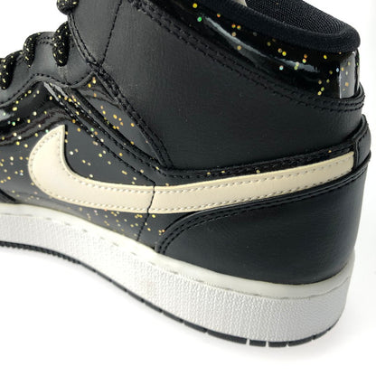 【中古品】【レディース】 NIKE ナイキ AIR JORDAN 1 MID SE GS BLACK SPECKLE GLITTER AV5174-001 エア ジョーダン 1 ミッド ブラック スピークル グリッター スニーカー 靴 166-250204-na-07-tag サイズ：25cm US 7Y カラー：BLACK/WHITE-BLACK 万代Net店