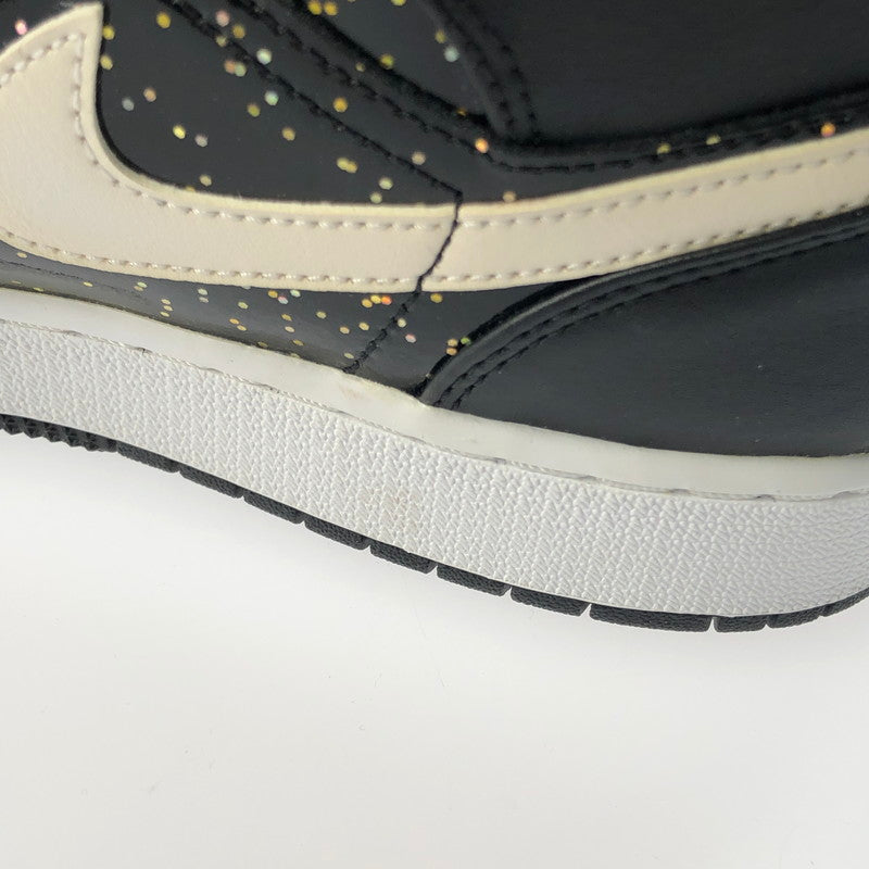 【中古品】【レディース】 NIKE ナイキ AIR JORDAN 1 MID SE GS BLACK SPECKLE GLITTER AV5174-001 エア ジョーダン 1 ミッド ブラック スピークル グリッター スニーカー 靴 166-250204-na-07-tag サイズ：25cm US 7Y カラー：BLACK/WHITE-BLACK 万代Net店