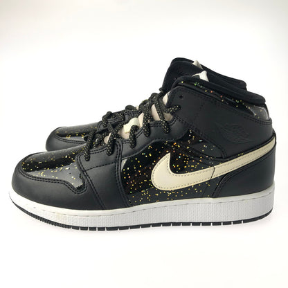 【中古品】【レディース】 NIKE ナイキ AIR JORDAN 1 MID SE GS BLACK SPECKLE GLITTER AV5174-001 エア ジョーダン 1 ミッド ブラック スピークル グリッター スニーカー 靴 166-250204-na-07-tag サイズ：25cm US 7Y カラー：BLACK/WHITE-BLACK 万代Net店