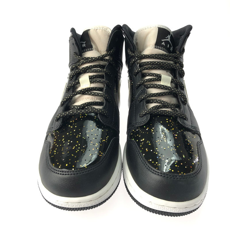 【中古品】【レディース】 NIKE ナイキ AIR JORDAN 1 MID SE GS BLACK SPECKLE GLITTER AV5174-001 エア ジョーダン 1 ミッド ブラック スピークル グリッター スニーカー 靴 166-250204-na-07-tag サイズ：25cm US 7Y カラー：BLACK/WHITE-BLACK 万代Net店