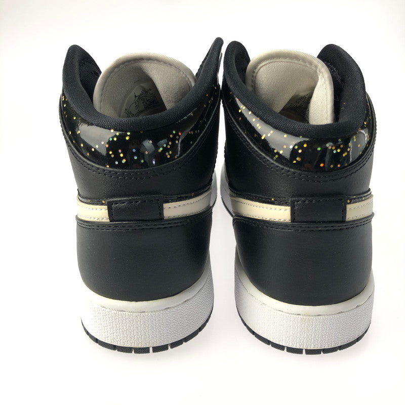 【中古品】【レディース】 NIKE ナイキ AIR JORDAN 1 MID SE GS BLACK SPECKLE GLITTER AV5174-001 エア ジョーダン 1 ミッド ブラック スピークル グリッター スニーカー 靴 166-250204-na-07-tag サイズ：25cm US 7Y カラー：BLACK/WHITE-BLACK 万代Net店