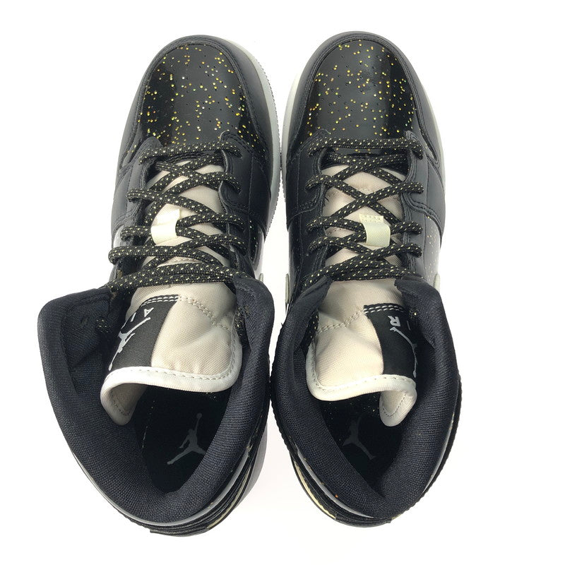 【中古品】【レディース】 NIKE ナイキ AIR JORDAN 1 MID SE GS BLACK SPECKLE GLITTER AV5174-001 エア ジョーダン 1 ミッド ブラック スピークル グリッター スニーカー 靴 166-250204-na-07-tag サイズ：25cm US 7Y カラー：BLACK/WHITE-BLACK 万代Net店