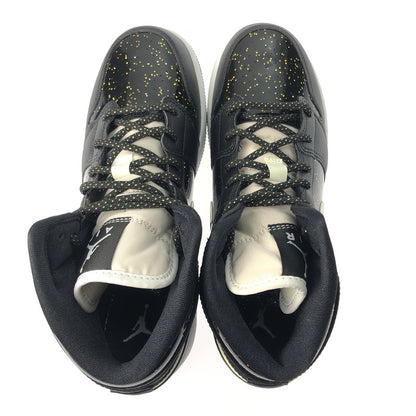 【中古品】【レディース】 NIKE ナイキ AIR JORDAN 1 MID SE GS BLACK SPECKLE GLITTER AV5174-001 エア ジョーダン 1 ミッド ブラック スピークル グリッター スニーカー 靴 166-250204-na-07-tag サイズ：25cm US 7Y カラー：BLACK/WHITE-BLACK 万代Net店