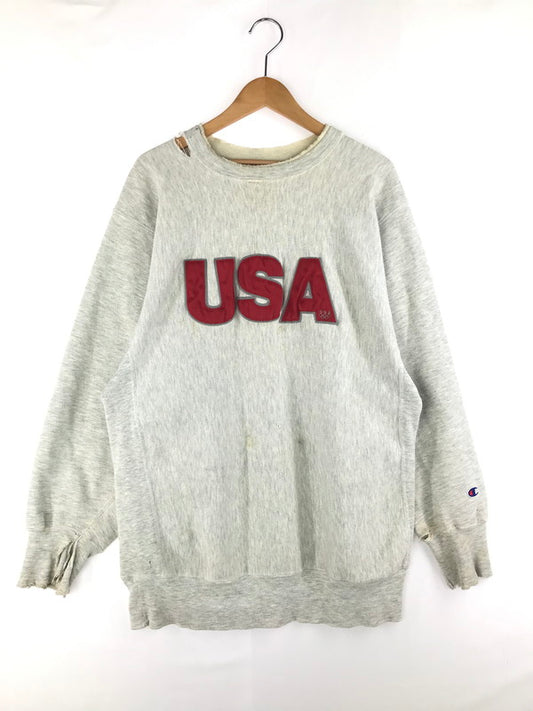 【現状渡し品】【メンズ】 Champion チャンピオン 90’s USA OLYMPIC REVERSE WEAVE CREW NECK SWEAT SHIRT 90年代 オリンピック リバースウィーブスウェット 霜降り トレーナー 刺繍タグ ヴィンテージ 146-250203-hi-03-tag サイズ：XXL カラー：グレー 万代Net店