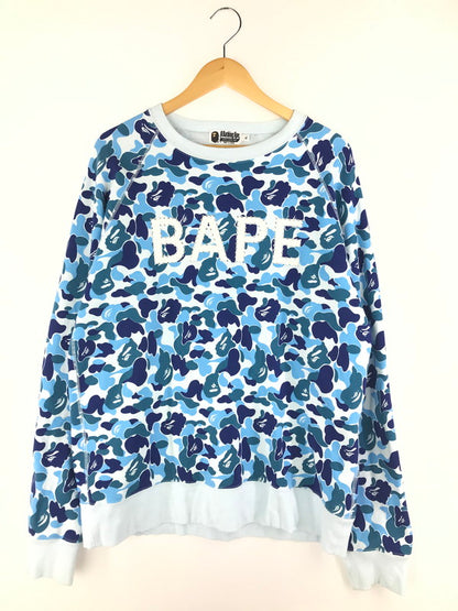 【中古品】【メンズ】 A BATHING APE アベイシングエイプ ABC CAMO CRYSTAL STONE CREWNECK 001SWJ801008M エービーシー カモ クリスタル ストーン クルーネック スウェット トレーナー トップス 142-250212-na-03-tag サイズ：XL カラー：ブルー 万代Net店