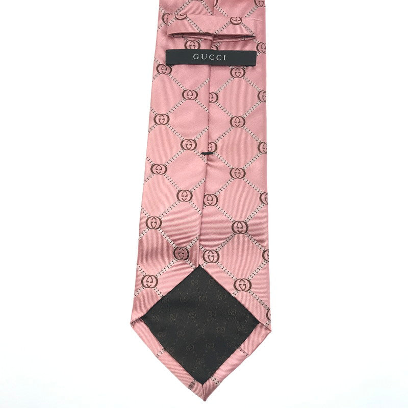 【中古品】【メンズ】 GUCCI グッチ 総柄 ネクタイ シルク100% スーツ小物 服飾雑貨 183-250225-yk-05-tag カラー：ピンク 万代Net店