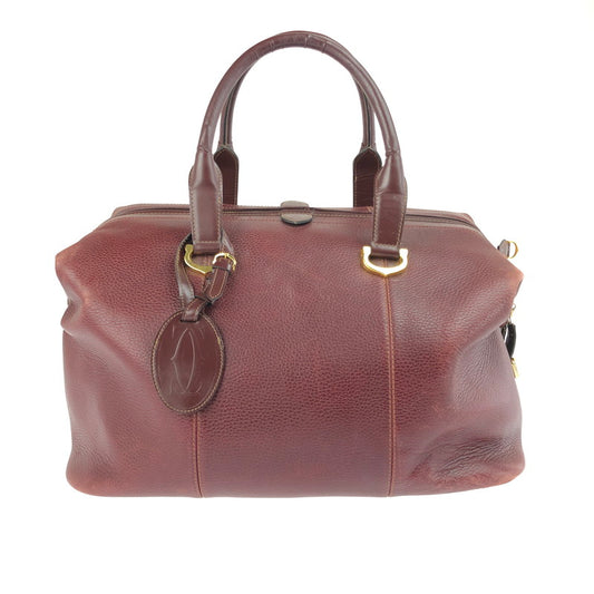 【現状渡し品】【メンズ】 CARTIER カルティエ MUST LINE BOSTON BAG マストライン ボストンバッグ カバン 180-250518-hi-11-tag カラー：ボルドー 万代Net店
