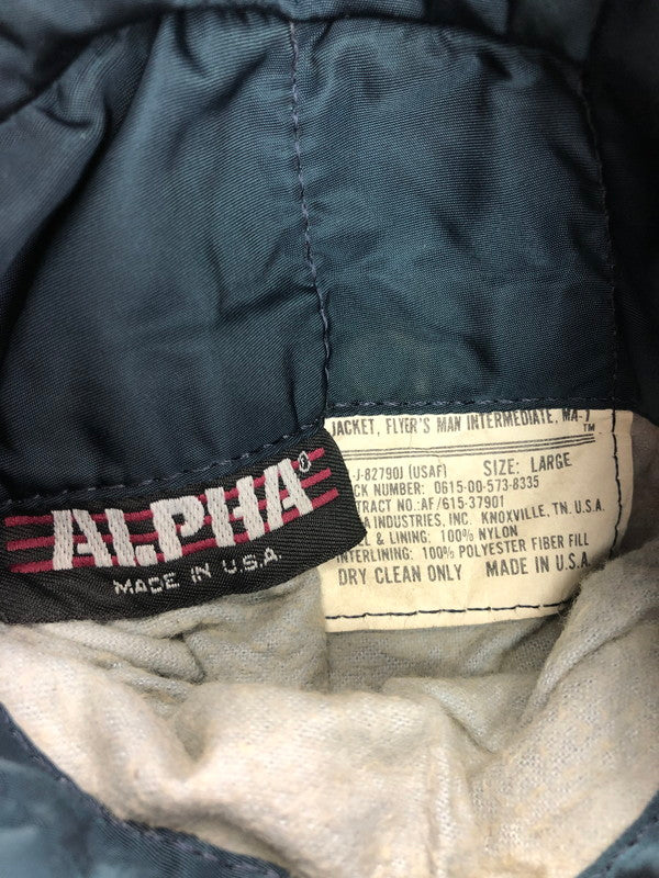 【中古品】【メンズ】 ALPHA アルファ ALPHA INDUSTRIES MA-1 FLIGHT JACKET 0615-00-573-8335 MA-1 フライトジャケット ミリタリージャケット USA製 アウター 145-250209-hi-08-tag サイズ：L カラー：ネイビー 万代Net店