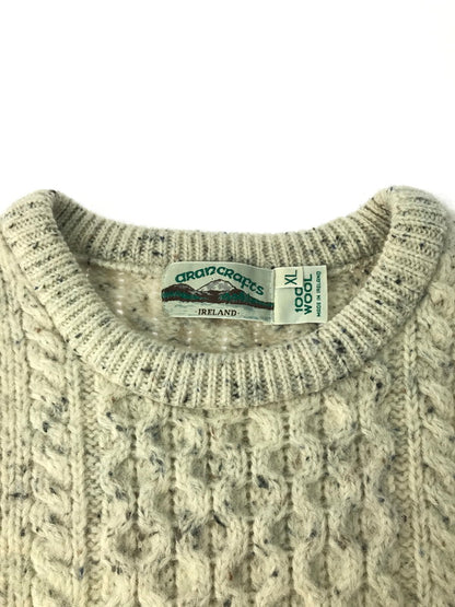【中古品】【メンズ】 ARAN CRAFTS アラン クラフト FISHERMAN KNIT フィッシャーマン ニット セーター アイルランド製 トップス 146-250212-na-09-tag サイズ：XL カラー：ホワイト系 万代Net店