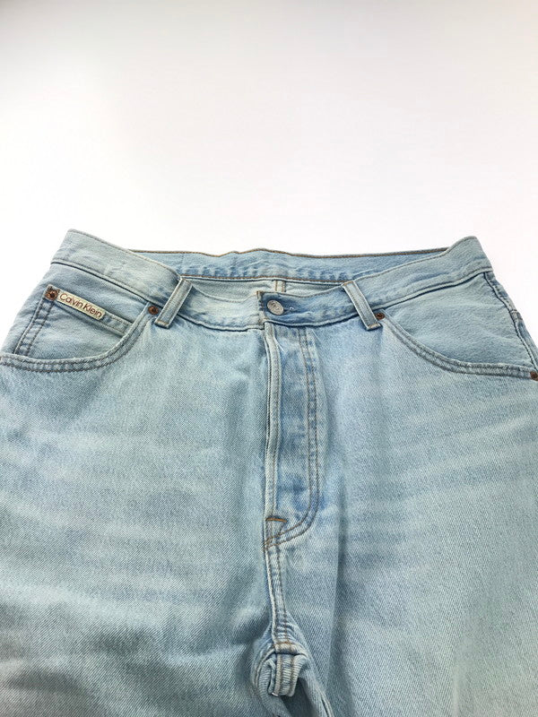 【中古品】【メンズ】 CALVIN KLEIN カルバンクライン 90's LOOSE MARBLED 40EM741 90年代 ルーズ マーブル デニムパンツ ボトムス 152-250216-na-06-tag サイズ：W32 カラー：ライトブルー 万代Net店
