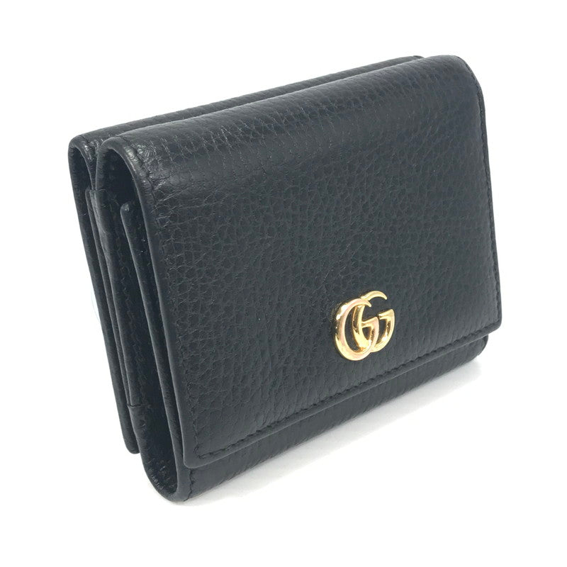 【中古品】【レディース】 GUCCI グッチ PETITE MARMONT 474746 プチマーモント 三つ折り財布 ミディアムウォレット 181-250215-hi-17-tag カラー：ブラック 万代Net店