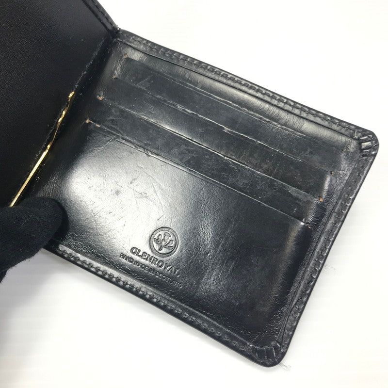 【中古品】【メンズ】 GLENROYAL グレンロイヤル MONEY CLIP WITH COIN POCKET 03-6164 マネークリップ 小銭入れ付 二つ折り財布 ミディアムウォレット 200-250215-hi-15-tag カラー：ブラック 万代Net店