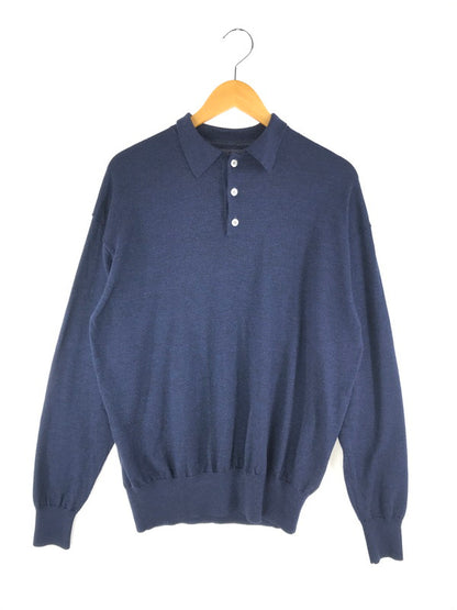 【中古品】【メンズ】 crepuscule クレプスキュール KNIT POLO 2203-007 ニット ポロシャツ ウールシャツ 長袖シャツ 140-250304-hi-03-tag サイズ：2 カラー：ネイビー 万代Net店