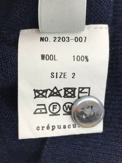 【中古品】【メンズ】 crepuscule クレプスキュール KNIT POLO 2203-007 ニット ポロシャツ ウールシャツ 長袖シャツ 140-250304-hi-03-tag サイズ：2 カラー：ネイビー 万代Net店