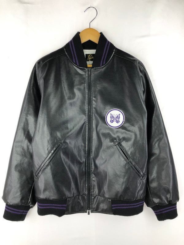 【中古品】【メンズ】 Needles ニードルス AWARD JACKET-FAUX LEATHER HM078 アワードジャケット パピヨンワッペン スタジャン アウター 140-250222-hi-06-tag サイズ：L カラー：ブラック 万代Net店