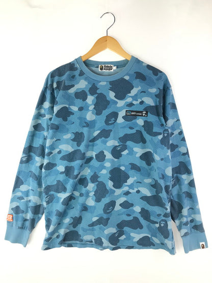 【現状渡し品】【メンズ】 A BATHING APE アベイシングエイプ HONEYCOMB CAMO LONG SLEEVE T-SHIRT 001LTJ301004M ハニカム カモ ロングスリーブ Tシャツ 長袖Tシャツ 142-250226-hi-22-tag サイズ：XL カラー：ブルー 万代Net店