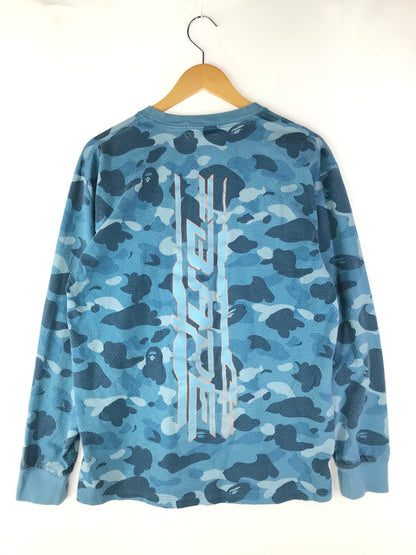 【現状渡し品】【メンズ】 A BATHING APE アベイシングエイプ HONEYCOMB CAMO LONG SLEEVE T-SHIRT 001LTJ301004M ハニカム カモ ロングスリーブ Tシャツ 長袖Tシャツ 142-250226-hi-22-tag サイズ：XL カラー：ブルー 万代Net店