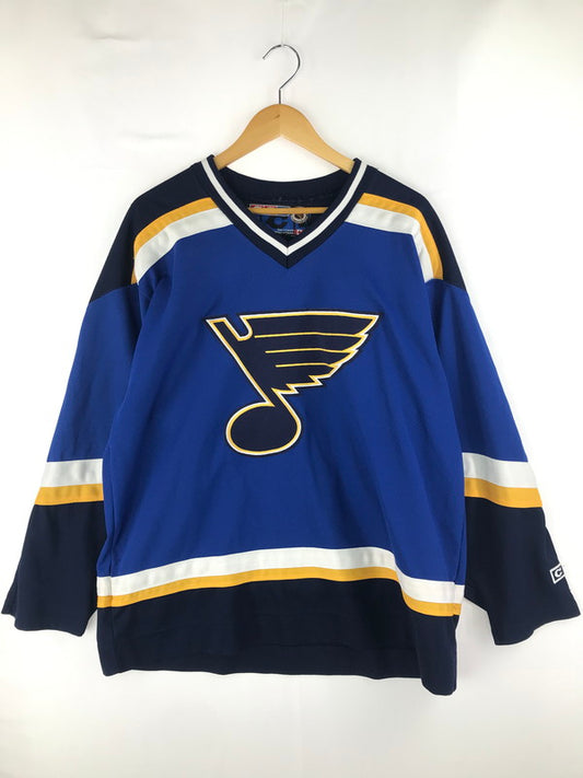 【中古品】【メンズ】  USED 90’s CCM ST LOUIS BLUE NHL AUTHENTIC SEWN HOCKEY JERSEY セントルイスブルース ホッケージャージ カナダ製 146-250226-hi-19-tag サイズ：L カラー：マルチカラー 万代Net店