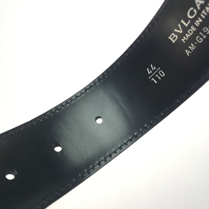 【中古品】【メンズ】 BVLGARI ブルガリ ROUND LOGO BUCKLE LEATHER BELT 38955 ラウンド ロゴバックル レザー ベルト 服飾雑貨 アクセサリー 183-250225-yk-18-tag サイズ：110/44 カラー：ブラック 万代Net店