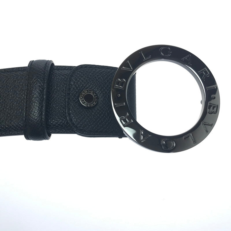 【中古品】【メンズ】 BVLGARI ブルガリ ROUND LOGO BUCKLE LEATHER BELT 38955 ラウンド ロゴバックル レザー ベルト 服飾雑貨 アクセサリー 183-250225-yk-18-tag サイズ：110/44 カラー：ブラック 万代Net店