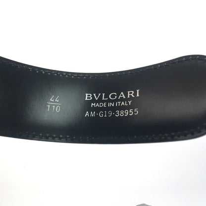 【中古品】【メンズ】 BVLGARI ブルガリ ROUND LOGO BUCKLE LEATHER BELT 38955 ラウンド ロゴバックル レザー ベルト 服飾雑貨 アクセサリー 183-250225-yk-18-tag サイズ：110/44 カラー：ブラック 万代Net店