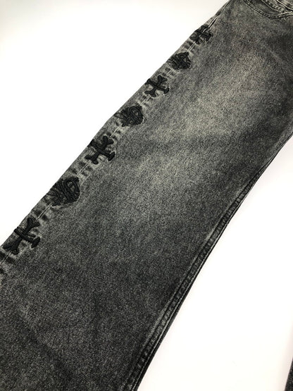 【中古品】【メンズ】  SUPPLIER サプライヤー BONE EMBROIDERY WASHED DENIM PANTS ボーン エンブロイダリー ウオッシュド デニムパンツ ジーンズ ボトムス 153-250228-ki-13-tag サイズ：M カラー：ブラック 万代Net店