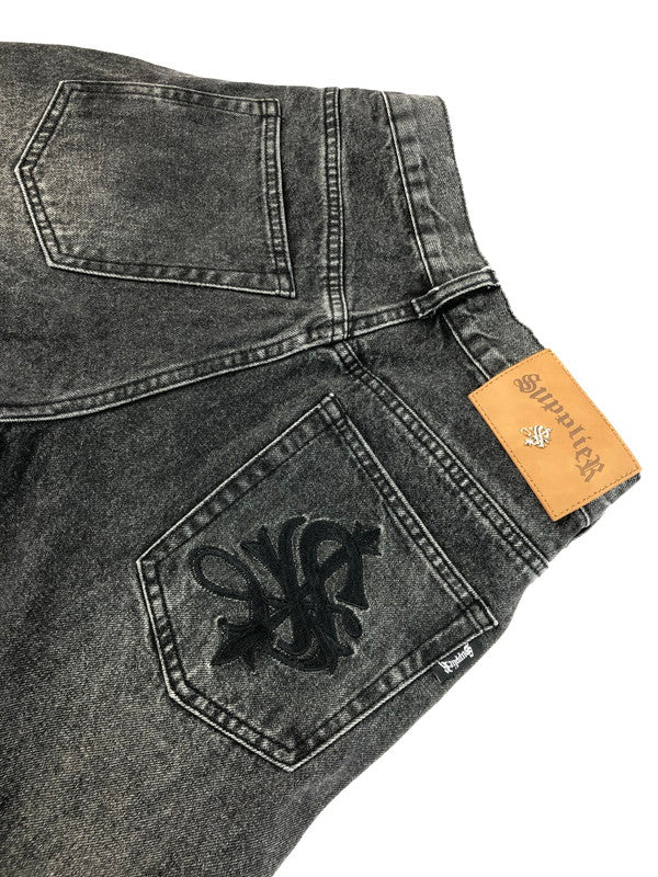 【中古品】【メンズ】  SUPPLIER サプライヤー BONE EMBROIDERY WASHED DENIM PANTS ボーン エンブロイダリー ウオッシュド デニムパンツ ジーンズ ボトムス 153-250228-ki-13-tag サイズ：M カラー：ブラック 万代Net店