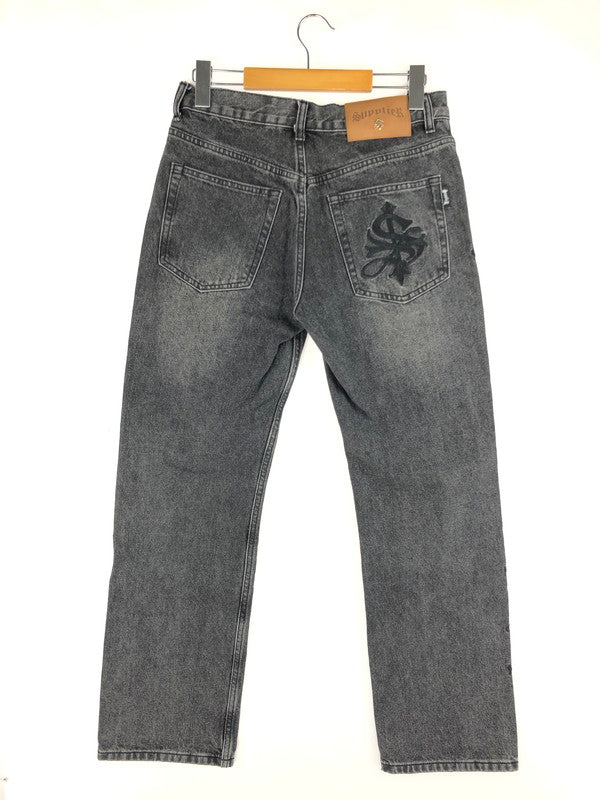 【中古品】【メンズ】  SUPPLIER サプライヤー BONE EMBROIDERY WASHED DENIM PANTS ボーン エンブロイダリー ウオッシュド デニムパンツ ジーンズ ボトムス 153-250228-ki-13-tag サイズ：M カラー：ブラック 万代Net店