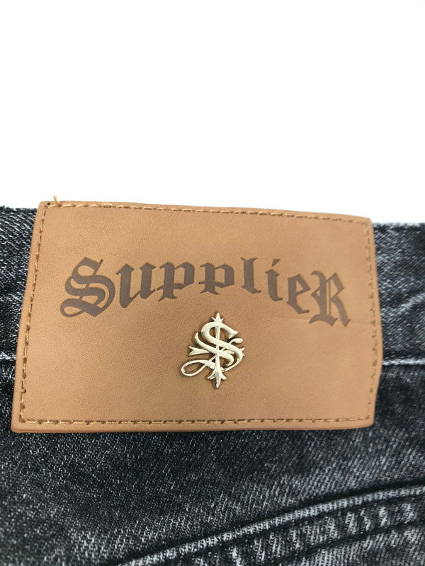 【中古品】【メンズ】  SUPPLIER サプライヤー BONE EMBROIDERY WASHED DENIM PANTS ボーン エンブロイダリー ウオッシュド デニムパンツ ジーンズ ボトムス 153-250228-ki-13-tag サイズ：M カラー：ブラック 万代Net店