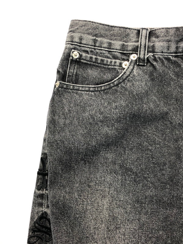 【中古品】【メンズ】  SUPPLIER サプライヤー BONE EMBROIDERY WASHED DENIM PANTS ボーン エンブロイダリー ウオッシュド デニムパンツ ジーンズ ボトムス 153-250228-ki-13-tag サイズ：M カラー：ブラック 万代Net店