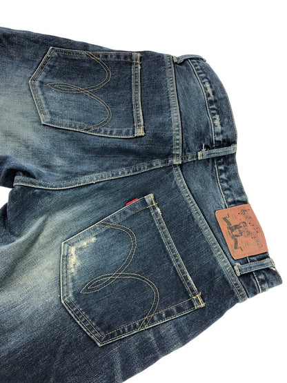 【中古品】【メンズ】 glamb グラム PATCH DENIM PANTS パッチデニムパンツ ジーンズ ボトムス 153-250228-ki-10-tag サイズ：3 カラー：インディゴ 万代Net店