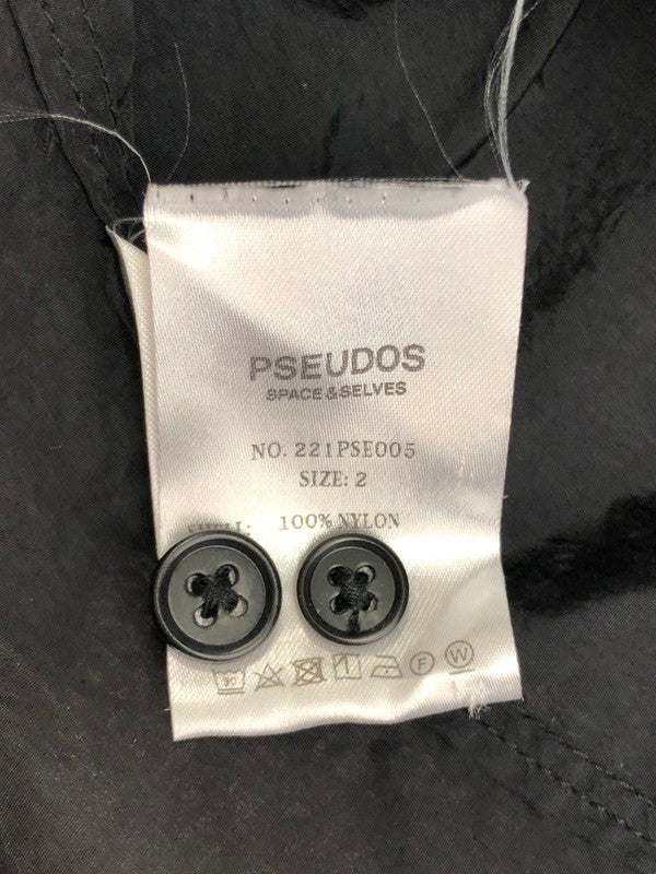 【中古品】【メンズ】 PSEUDOS シュードス NYLON SHIRTS 221PSE005 ナイロンシャツ 長袖シャツ トップス 147-250227-ki-10-tag サイズ：2 カラー：ブラック 万代Net店