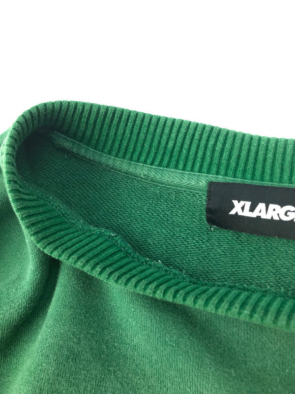 【中古品】【メンズ】 XLARGE エクストララージ STRIPED SLEEVE TEAM LOGO CREWNECK SWEAT 101223012007 ストライプスリーブ チームロゴスウェット トレーナー 142-250228-hi-12-tag サイズ：M カラー：グリーン 万代Net店