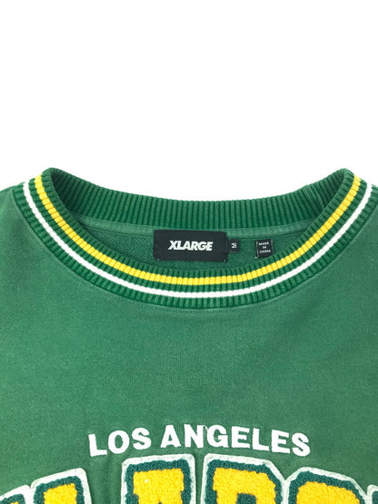 【中古品】【メンズ】 XLARGE エクストララージ STRIPED SLEEVE TEAM LOGO CREWNECK SWEAT 101223012007 ストライプスリーブ チームロゴスウェット トレーナー 142-250228-hi-12-tag サイズ：M カラー：グリーン 万代Net店