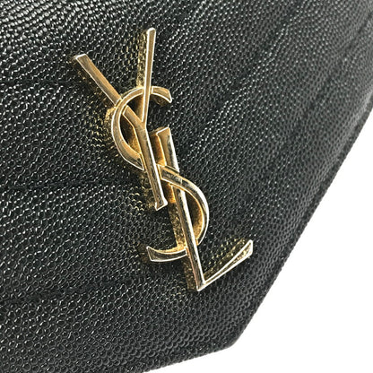 【中古品】【レディース】 SAINT LAURENT PARIS サンローランパリ カサンドラ マトラッセ ラージ フラップウォレット 372264BOW011000 プードル エンボスレザー イタリア製 長財布 181-250307-yk-11-tag カラー：ブラック 万代Net店