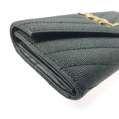 【中古品】【レディース】 SAINT LAURENT PARIS サンローランパリ カサンドラ マトラッセ ラージ フラップウォレット 372264BOW011000 プードル エンボスレザー イタリア製 長財布 181-250307-yk-11-tag カラー：ブラック 万代Net店