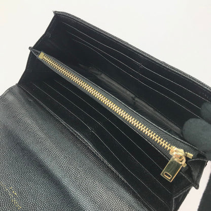 【中古品】【レディース】 SAINT LAURENT PARIS サンローランパリ カサンドラ マトラッセ ラージ フラップウォレット 372264BOW011000 プードル エンボスレザー イタリア製 長財布 181-250307-yk-11-tag カラー：ブラック 万代Net店